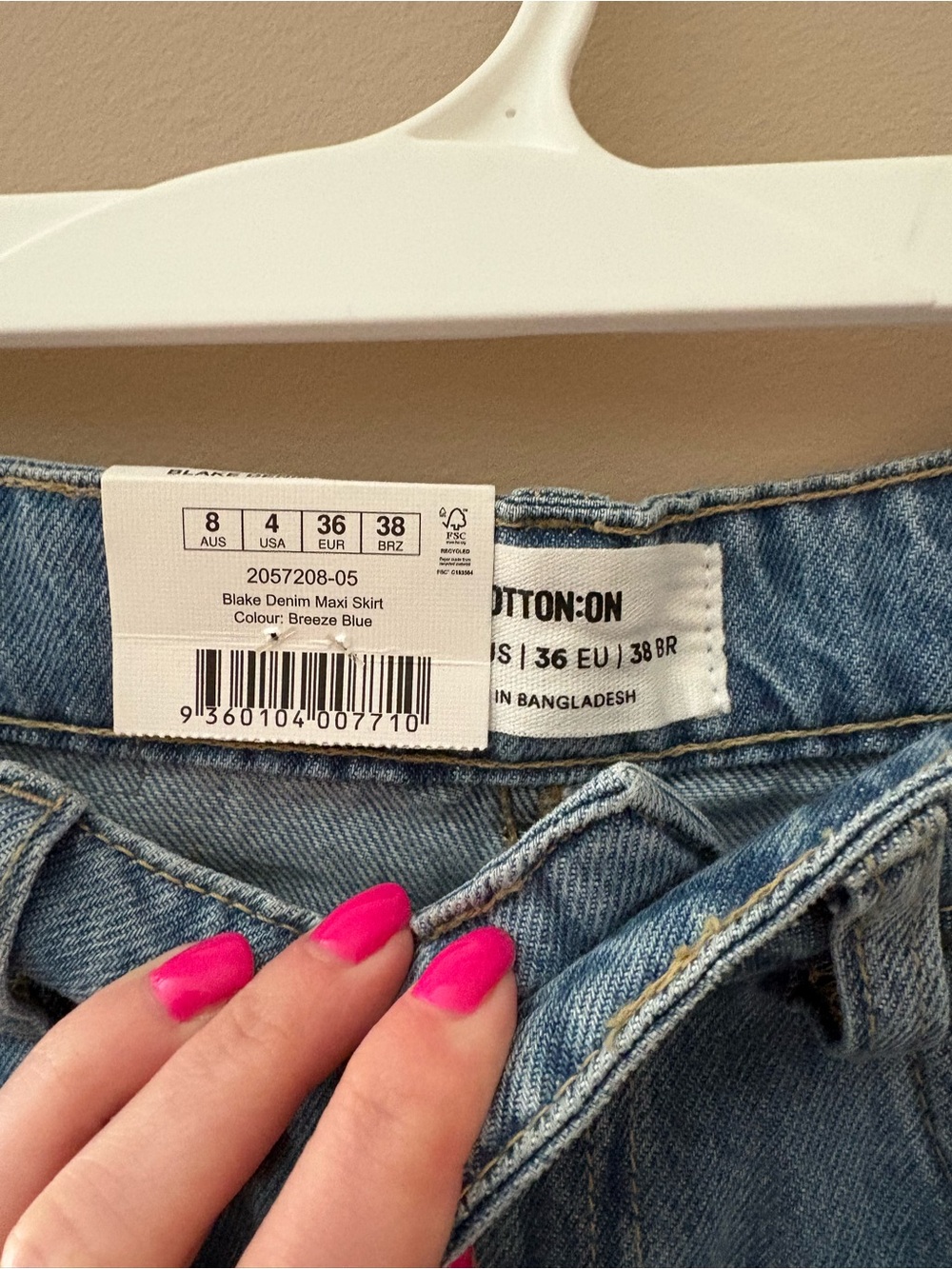 Cotton On Classic Light Wash Denim Maxi Jean Skirt NWTS Size 4 - Picture 3 of 6